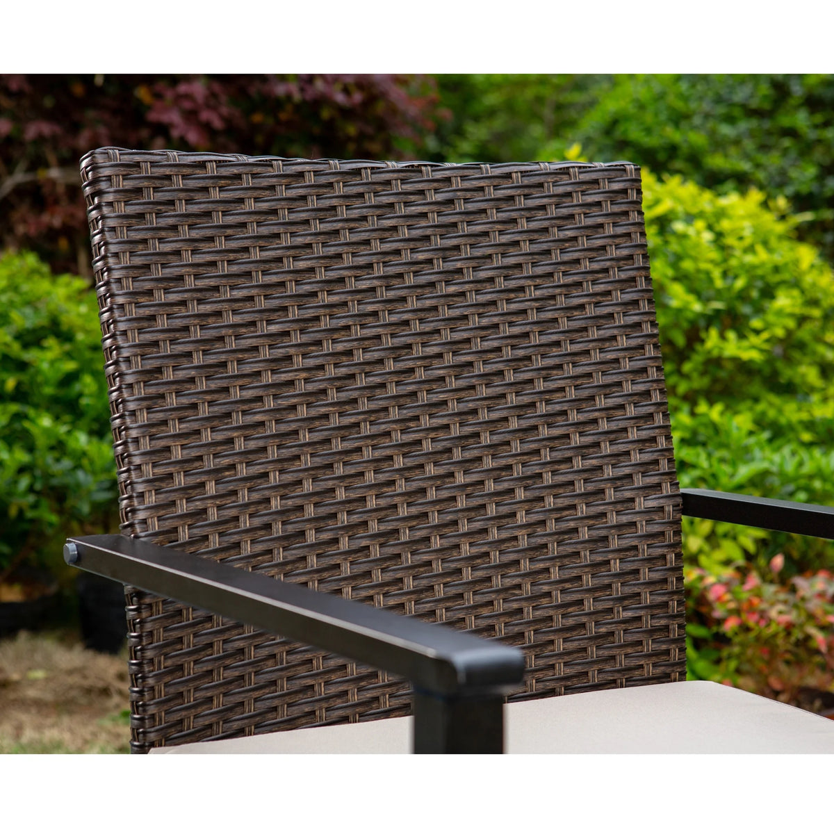 6-Piece Outdoor Dining Set with Acacia Wood Table, Bench and Wicker Chairs with Cushions C7012