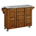 Oak Kitchen Island with Stainless Steel Top O66987
