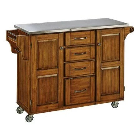 Oak Kitchen Island with Stainless Steel Top O66987