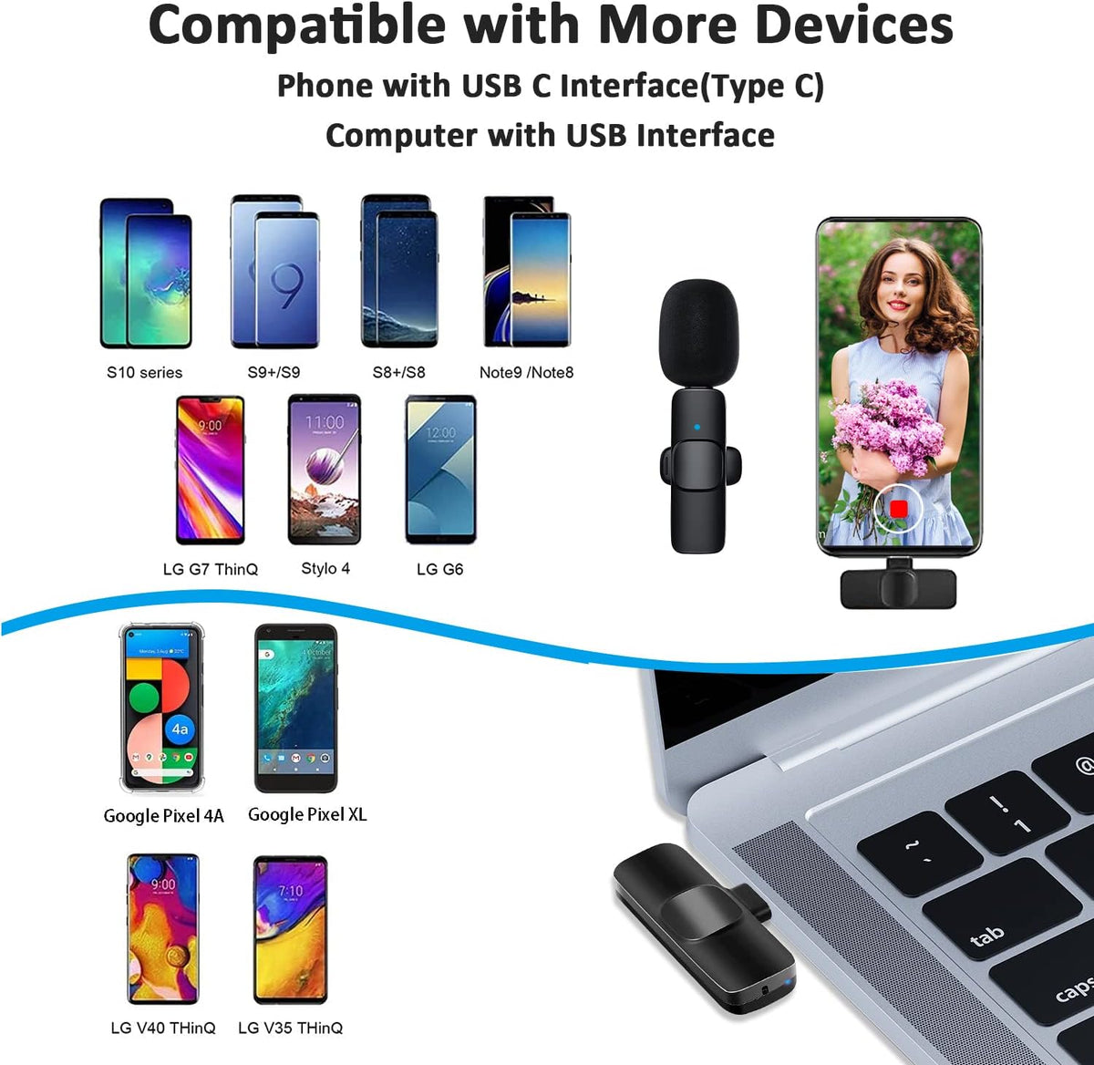 Wireless Lavalier Microphone with USB C Interface S656
