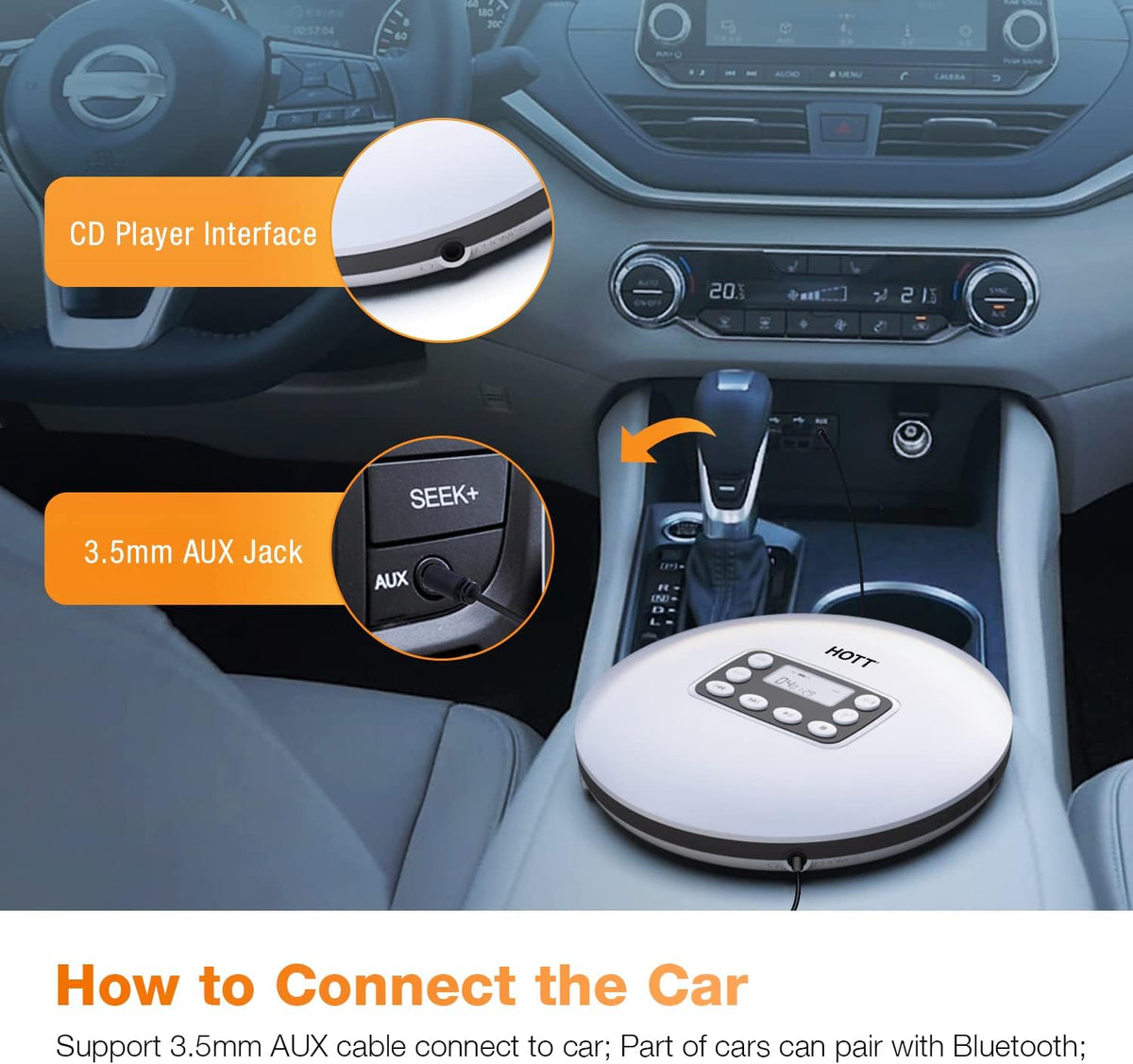 Rechargeable Portable CD Player with Bluetooth D517