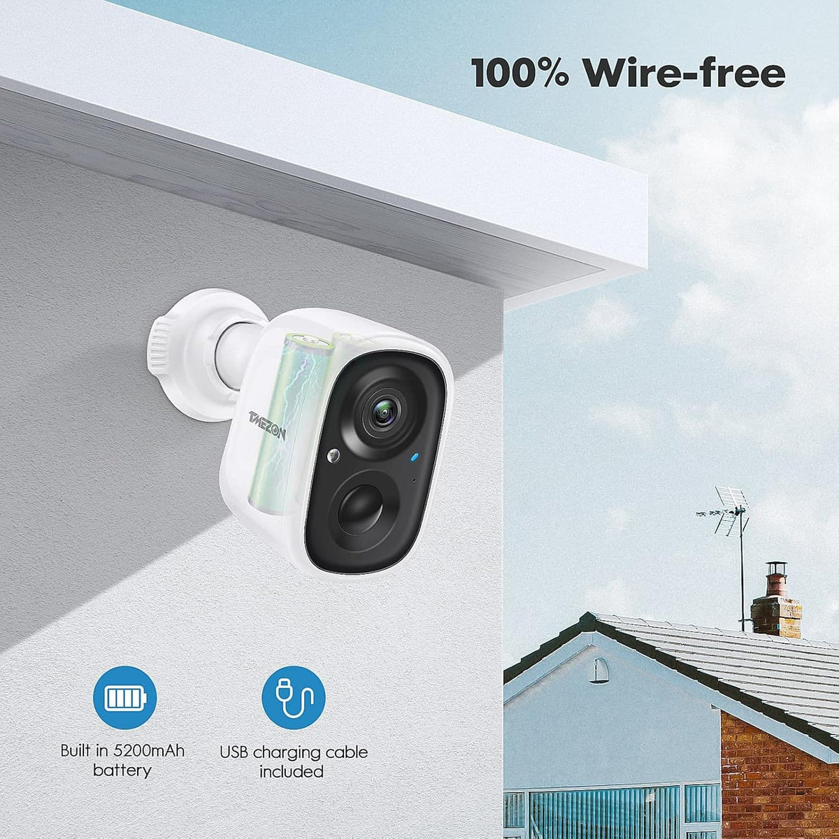 Wireless Battery Powered 1080p Security Camera with Night Vision V3670