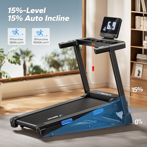 Foldable Treadmill with Incline, 7.5MPH, 16.5" Wider Belt O515