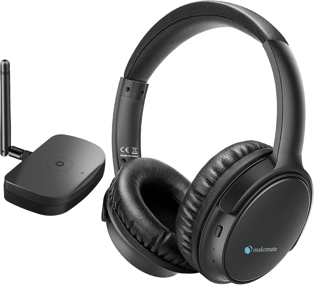 Wireless Headphones with Optical Bluetooth Transmitter, up to 165ft Range, Black Y68786