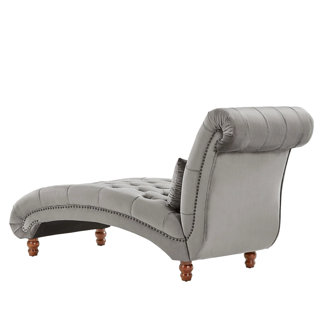 Grey Velvet Tufted Lounge Chair with Matching Pillow X522