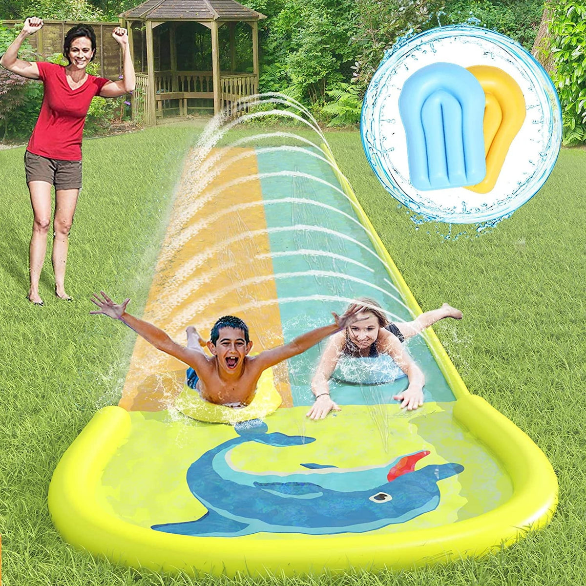 20FT Water Slide with 2 Bodyboards and Sprinkler L8748