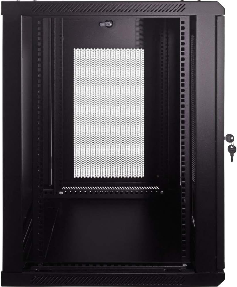 15U Wallmount IT Cabinet Enclosure 19-Inch Server Network Rack with Locking Perforated Door Black F792605