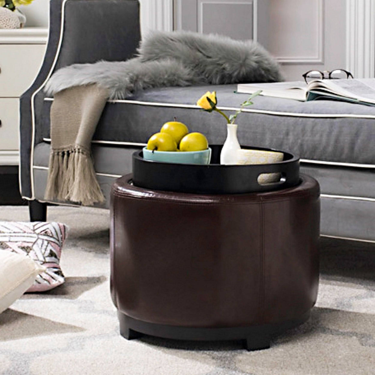 Round Storage Tray Ottoman H751