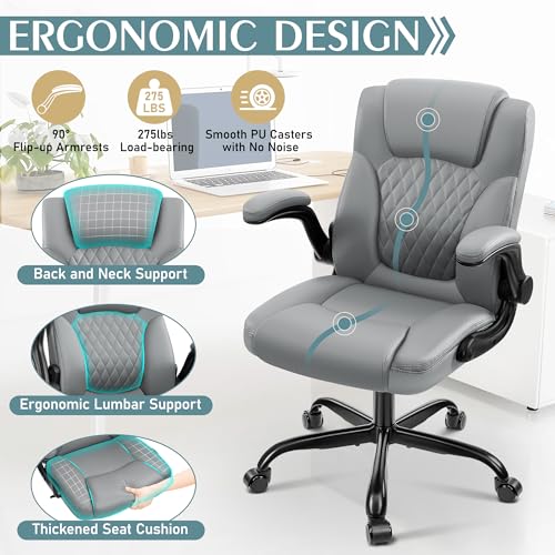 Black Leather Office Chair with Wheels H8270