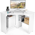 White Corner Computer Desk with 2 Storage Shelves F92342