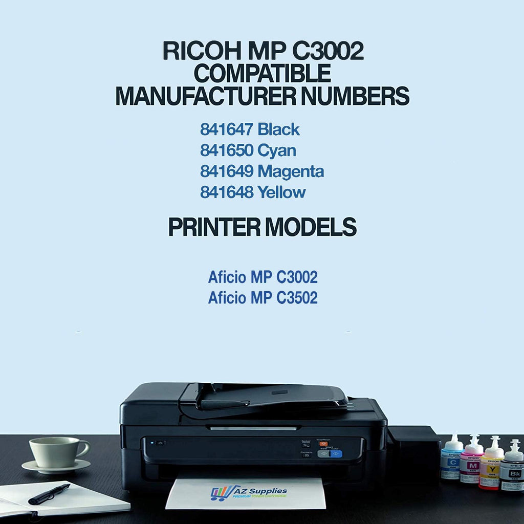 4 Packs Toner Cartridge for Ricoh Aficio MP C3002 C3502 F988834