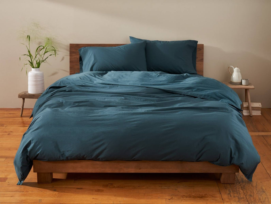 Organic Crinkled Percale Duvet Cover King Pewter K234562