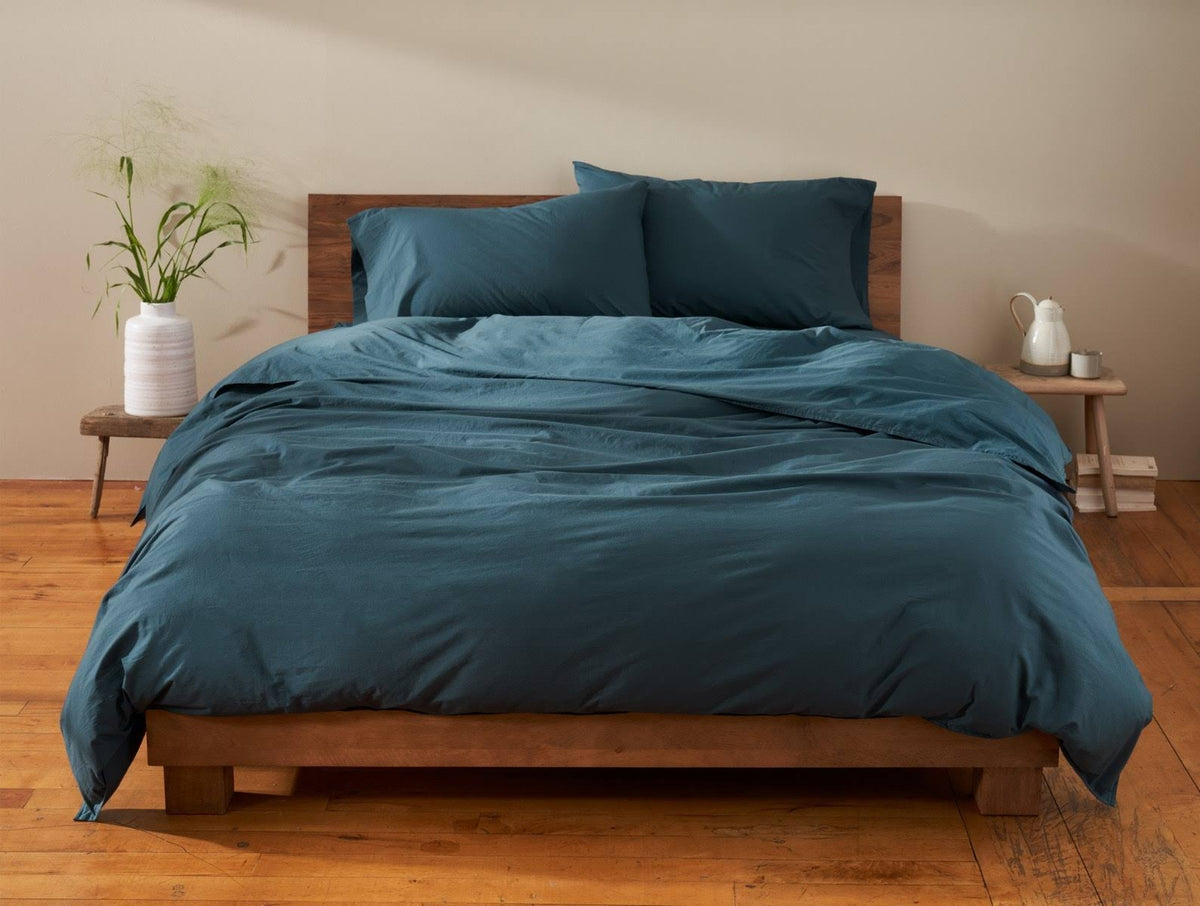 Organic Crinkled Percale Duvet Cover King Pewter K234562