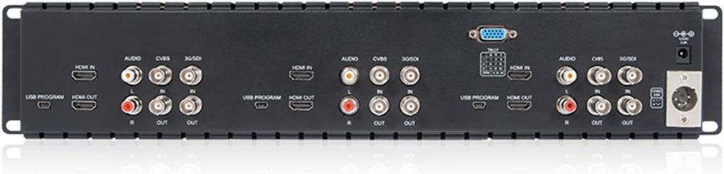 Triple 5 Inch 800x480 Pixel Rack Mount LCD Monitor with 3G-SDI, HDMI, AV Input and Output with Microfiber Cloth I6067