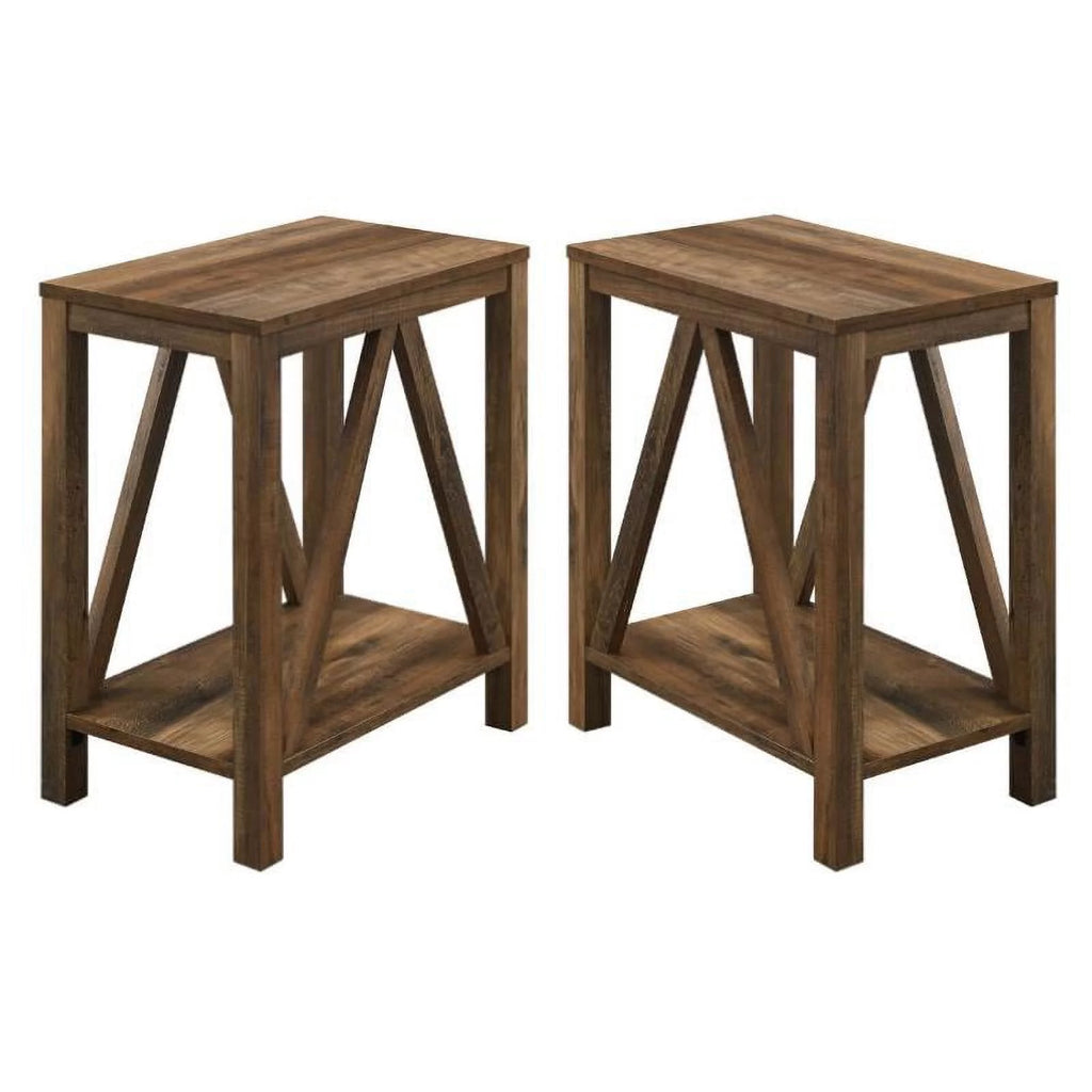 Rustic Oak Narrow End Table Set of 2 C39881