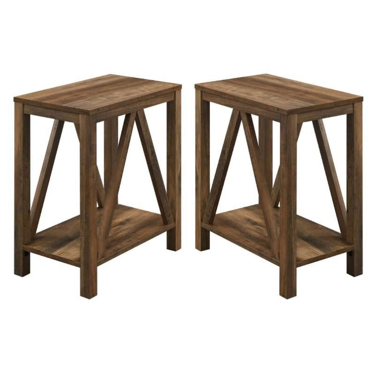 Rustic Oak Narrow End Table Set of 2 C39881