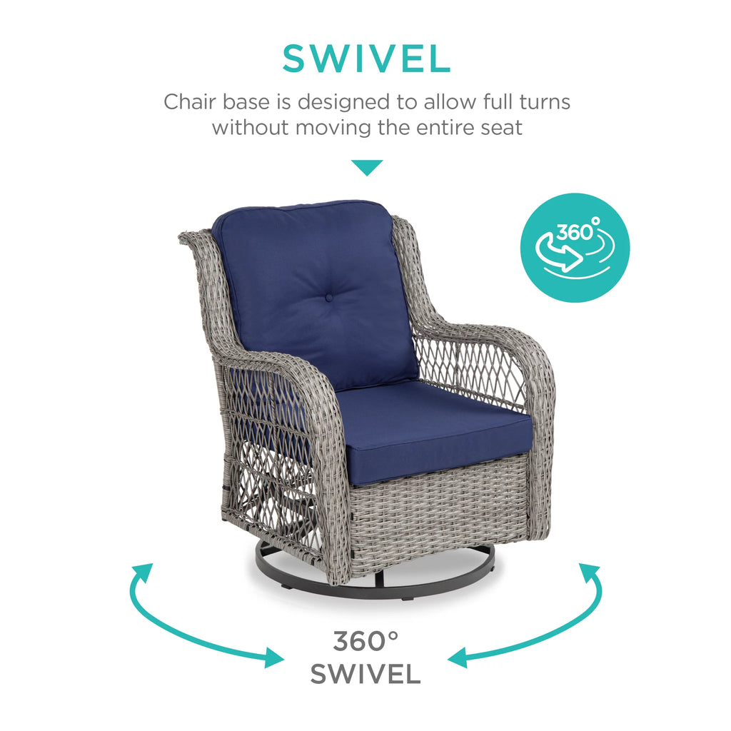 3-Piece Wicker Bistro Set with 2 Swivel Rocking Chairs X659436