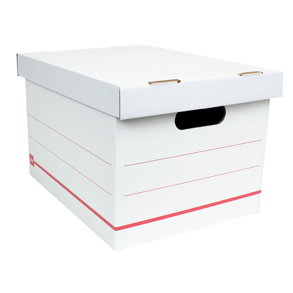 Corrugated Storage Boxes, Letter/Legal Size, 15" x 12" x 10", 60% Recycled, White/Red, Pack Of 10 S656