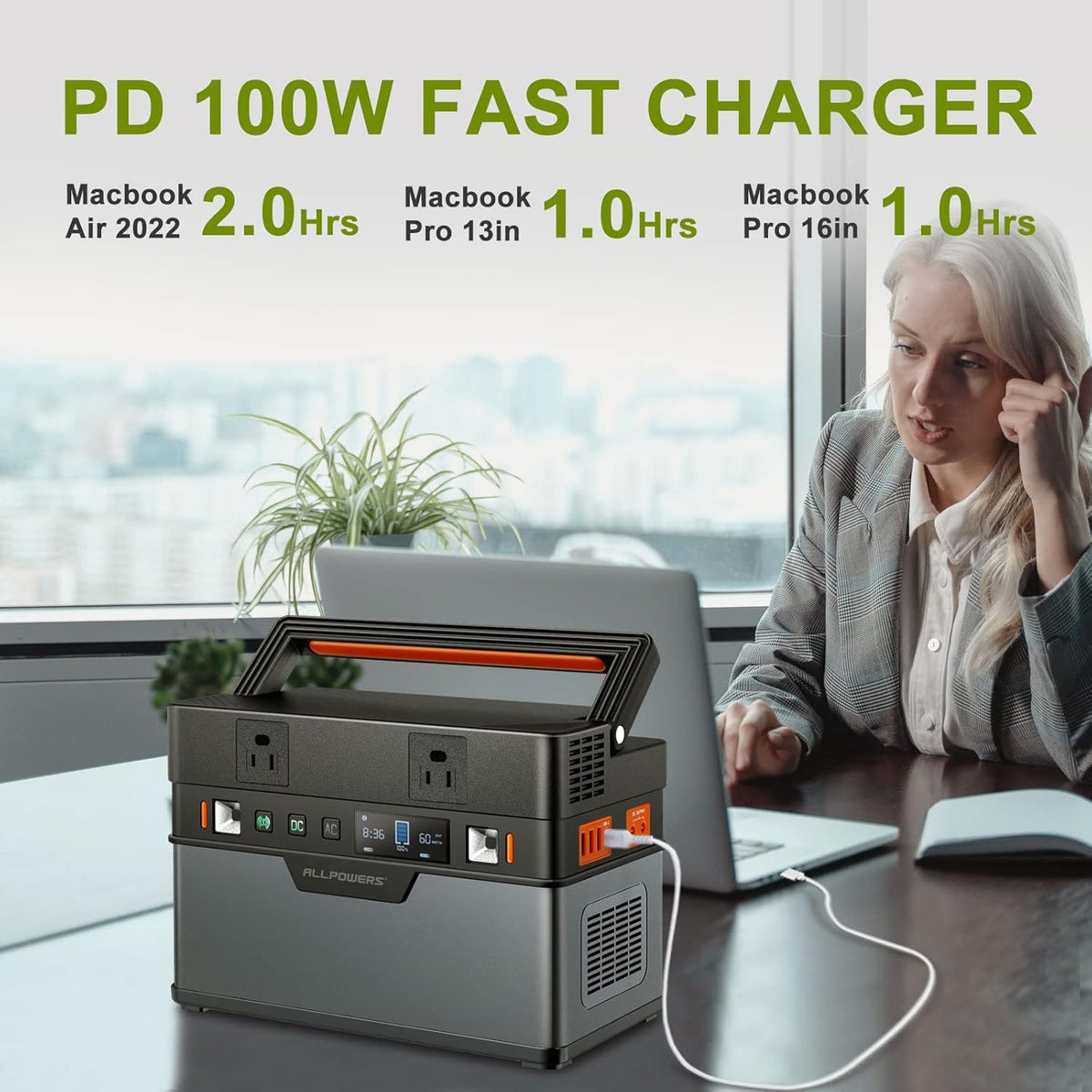 Portable Power Station 606Wh 700W with Pure Sine Wave AC Outlets M69158