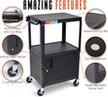 Black Height Adjustable AV Cart with Locking Cabinet H62456