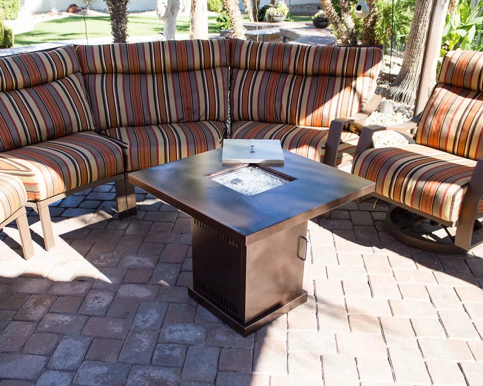 Square Hammered Bronze Propane Fire Pit O93048