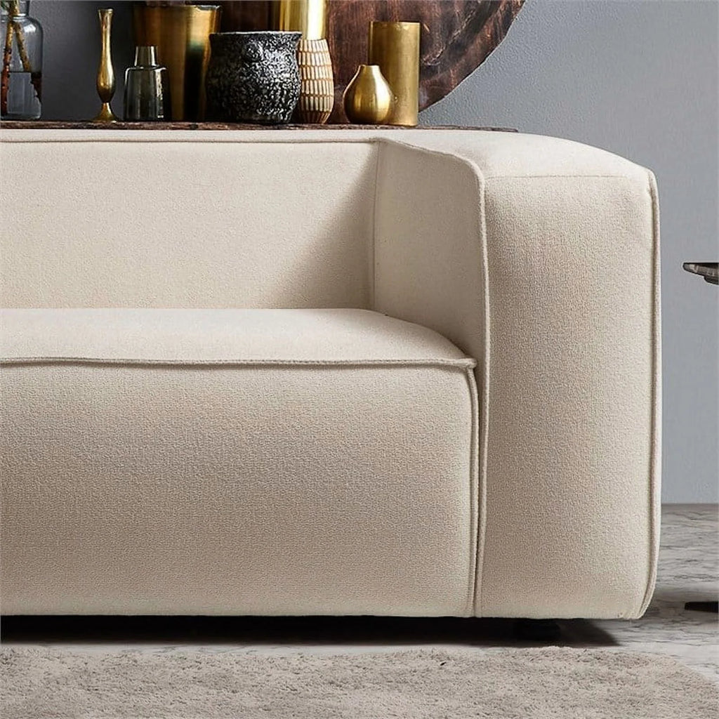 Cream Boucle Fabric Sofa M6991