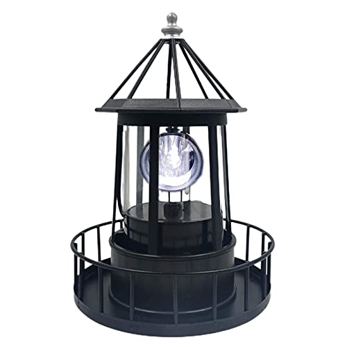 Solar Powered Lighthouse 360 Degree Rotating Waterproof Garden Statue Light A90200