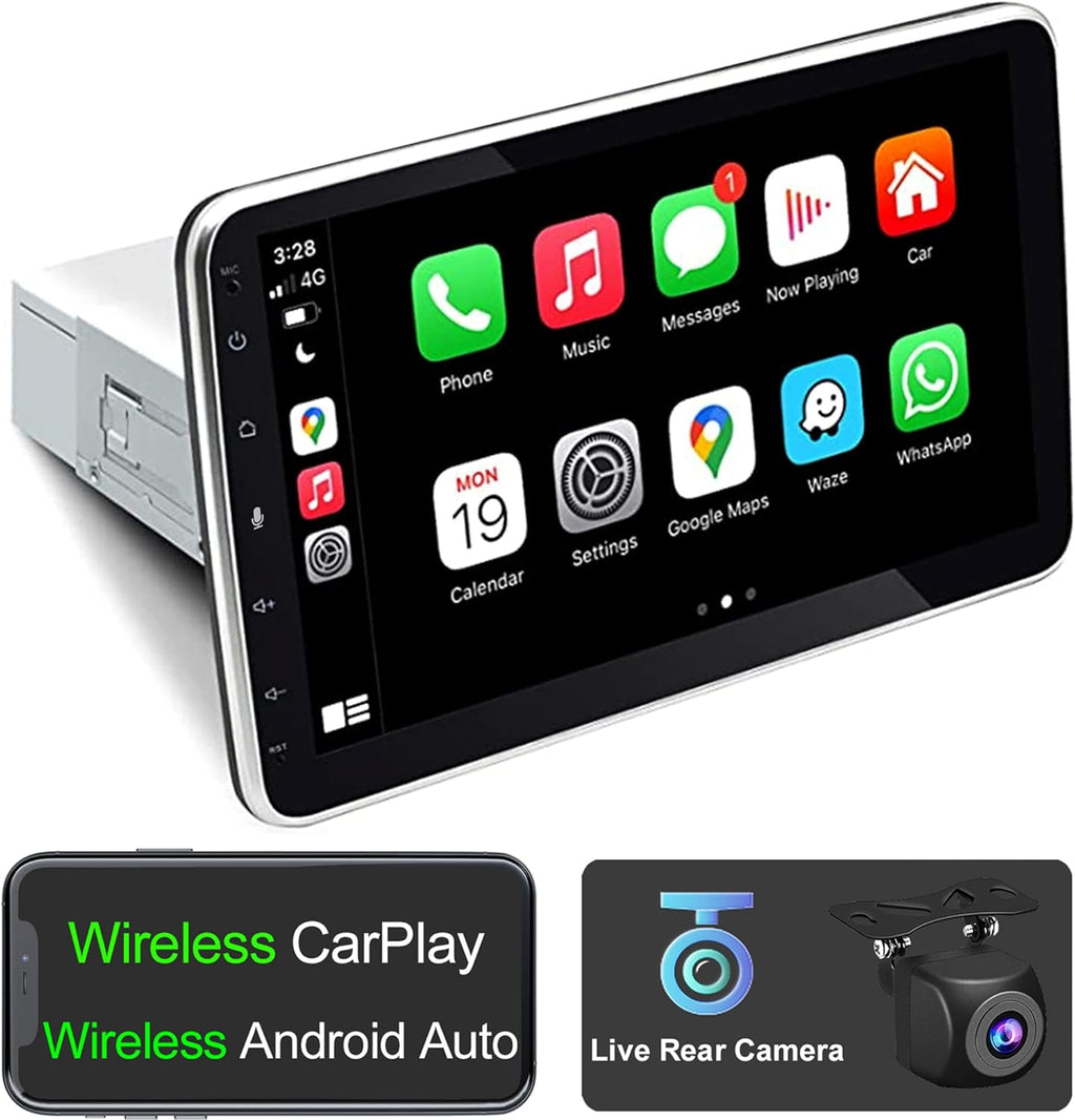 10.1 Inch Single Din Car Radio with Wireless CarPlay Backup Camera Touchscreen Head Unit S439166