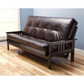 Espresso Futon with Brown Faux Leather Mattress U238289