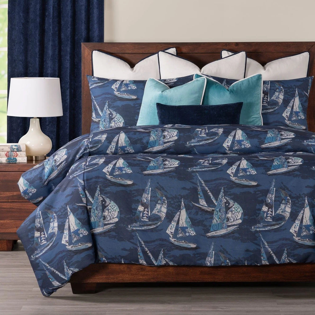 Sailboat Nautical Print Duvet Set California King 3 Piece Q847