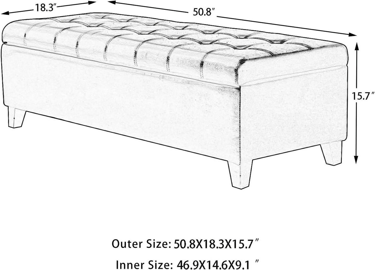 Brown Tufted Storage Ottoman Bench F4509