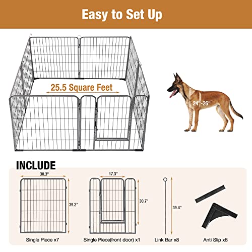 8 Panels 39 Inch Foldable Metal Dog Playpen M57693