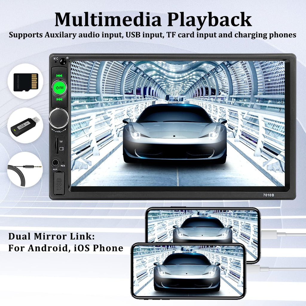 Double Din 7 Inch Touch Screen Bluetooth Car Stereo with Backup Camera G613