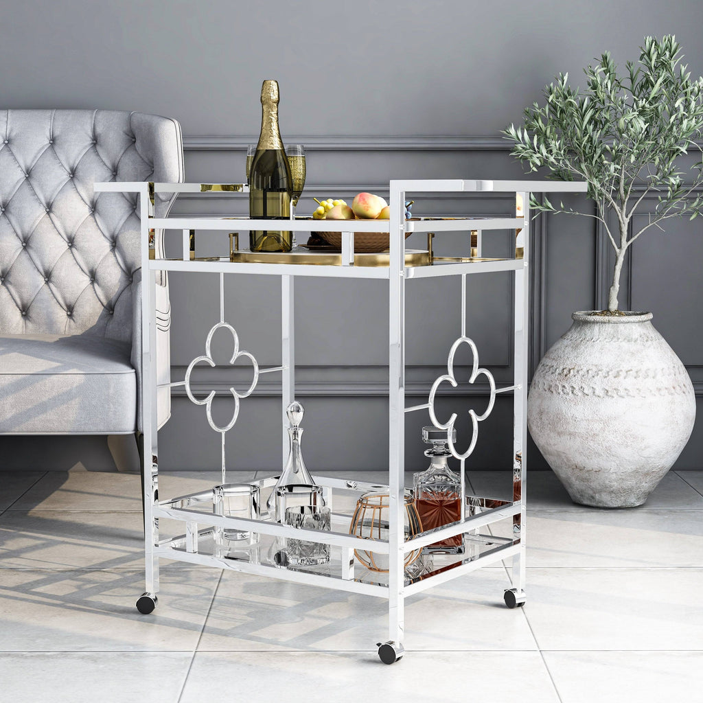 Chrome 2-Shelf Serving Cart E6390