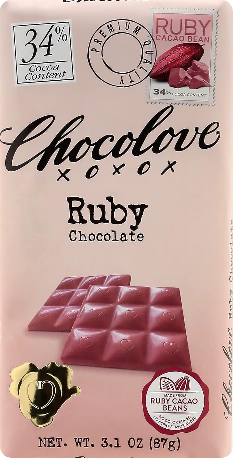 Ruby Cacao 34% Chocolate Bar, 3.1 Ounce K9316