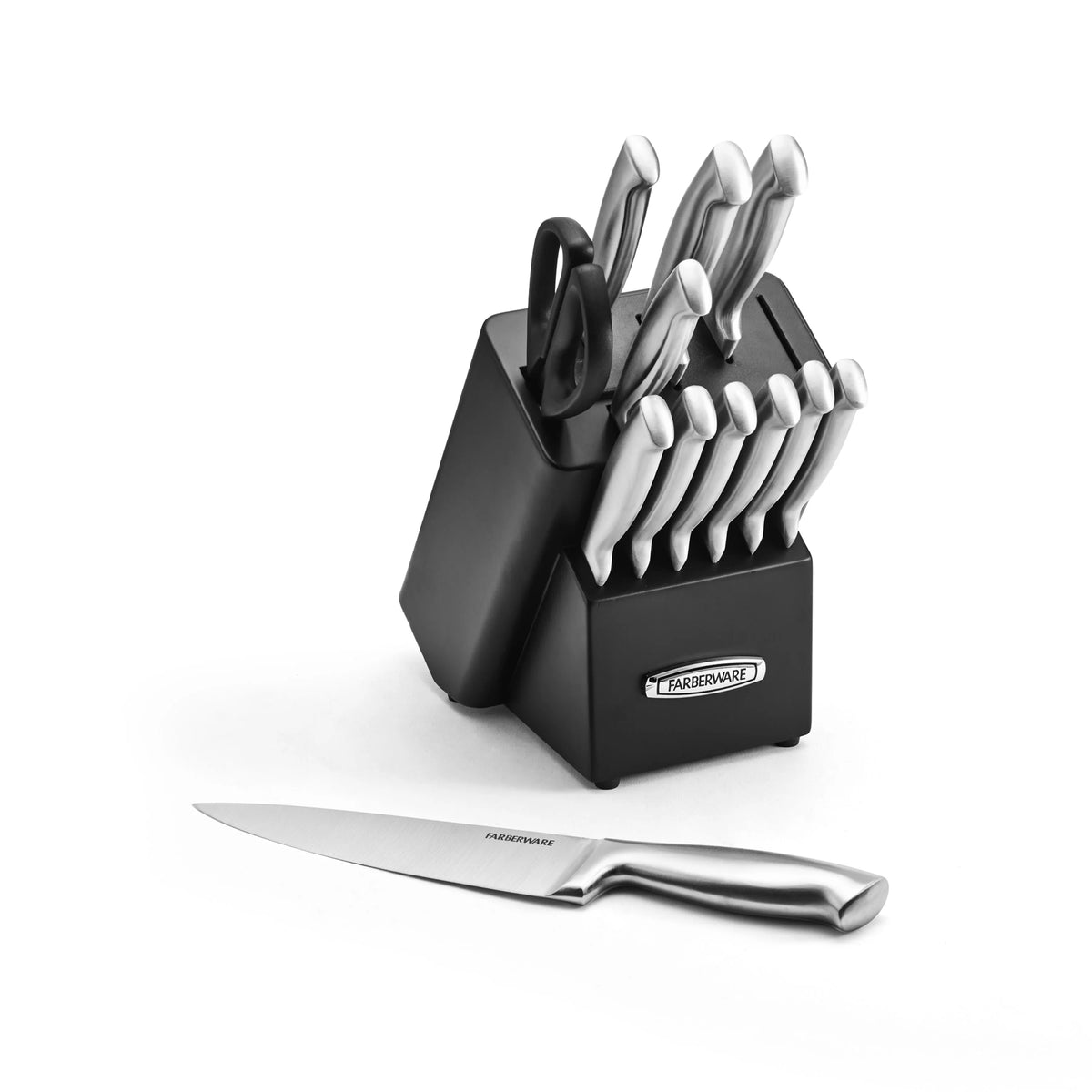 13 Piece Self-Sharpening Knife Block Set in Black O367