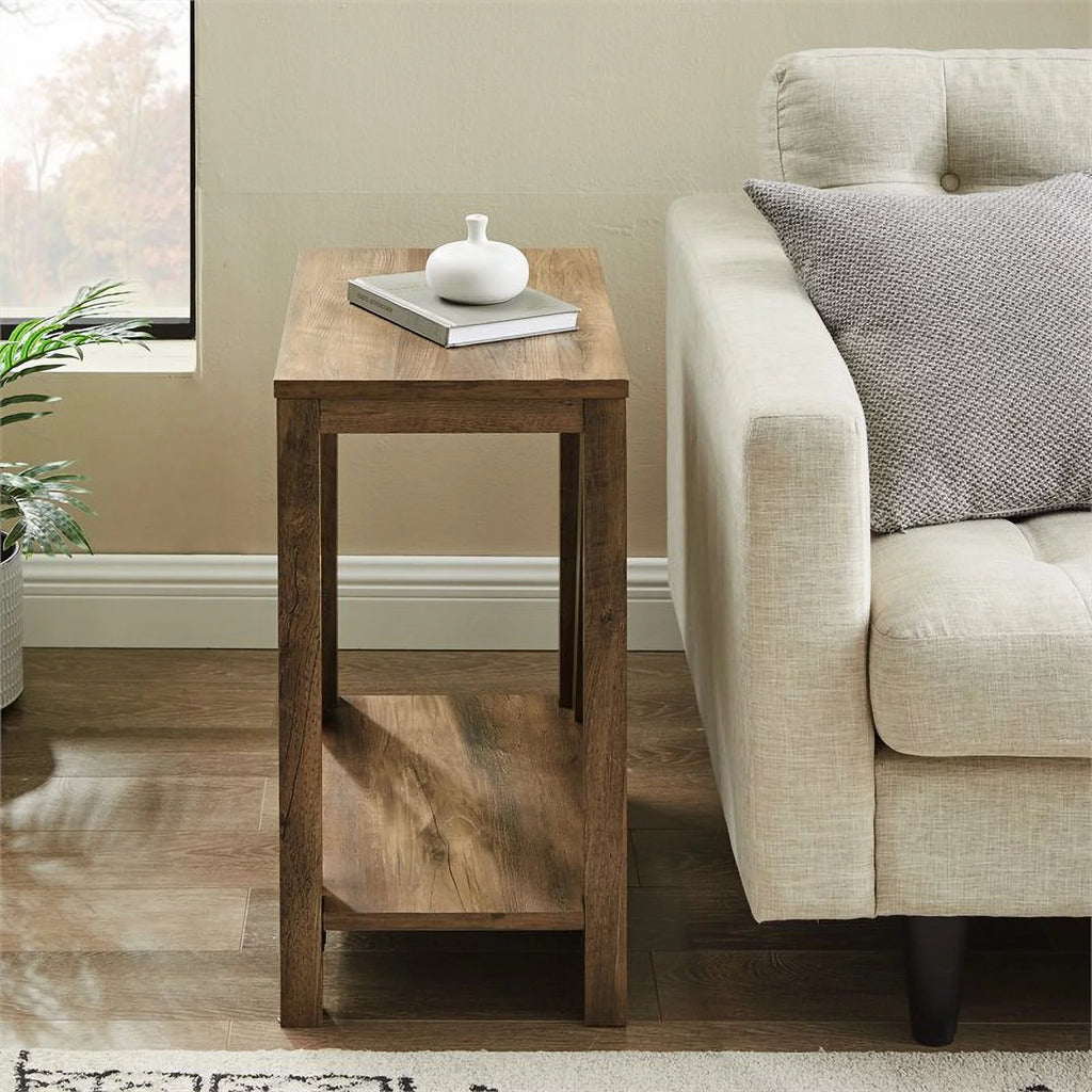 Rustic Oak Narrow End Table Set of 2 C39881