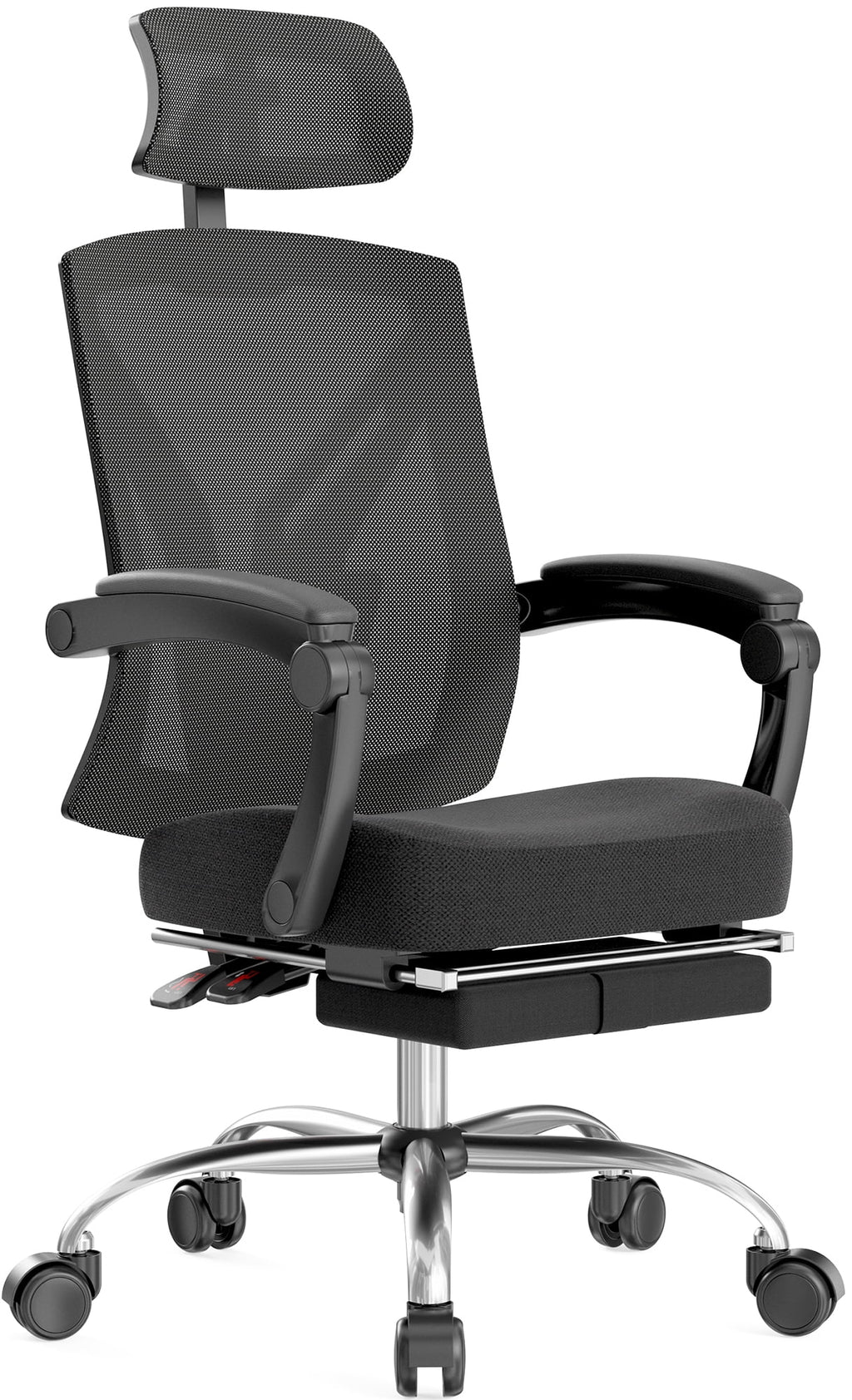 Black Ergonomic Recliner Chair with Lumbar Support and Footrest O701413