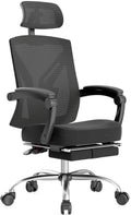 Black Ergonomic Recliner Chair with Lumbar Support and Footrest O701413