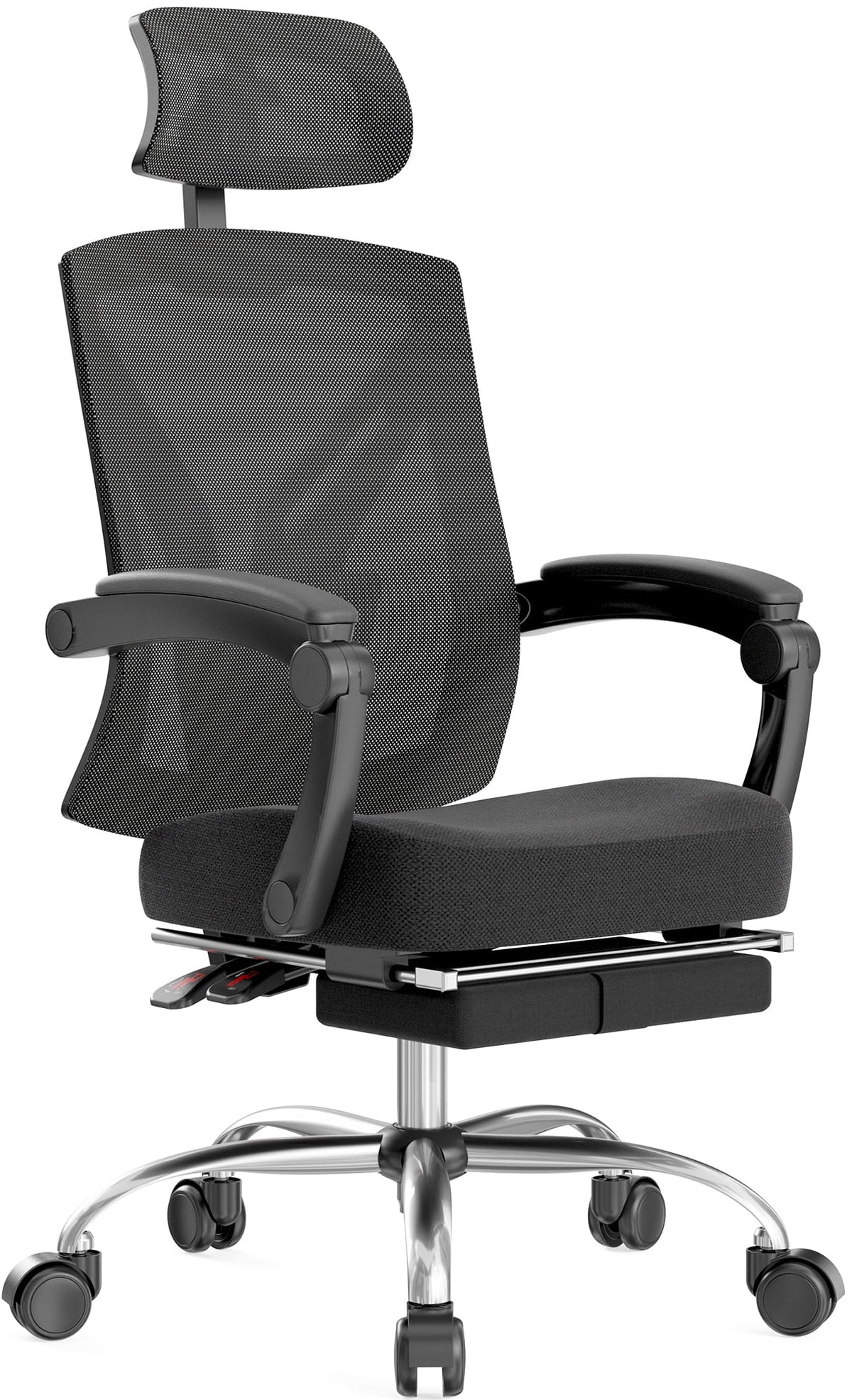 Black Ergonomic Recliner Chair with Lumbar Support and Footrest O701413