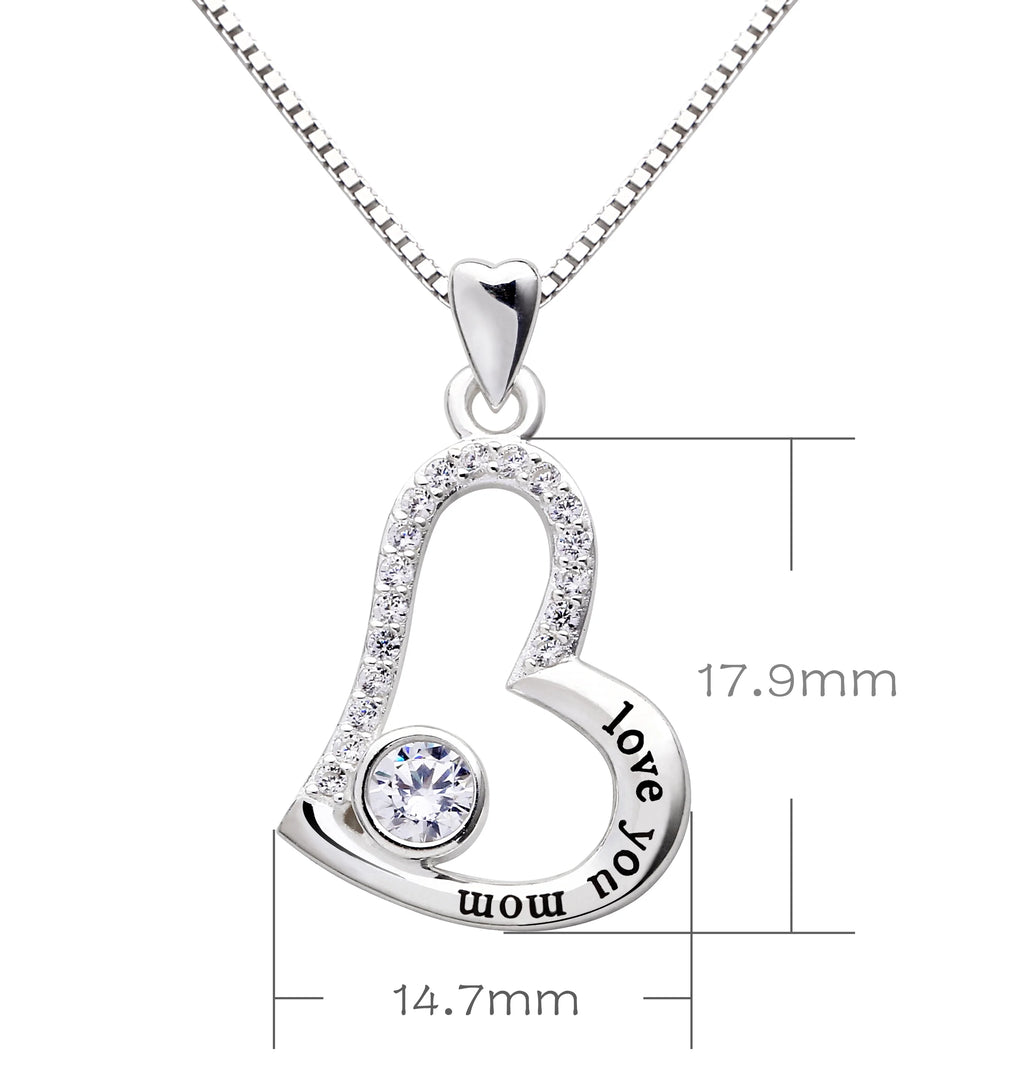 Sterling Silver Cubic Zirconia Mother Pendant Necklace L73699
