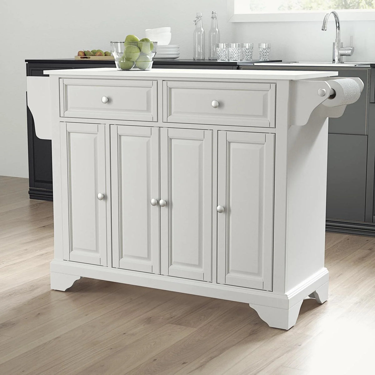 White Black Kitchen Island Cart Q897083