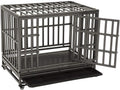 38 Heavy Duty Steel Dog Crate with Two Lock and Four Wheels V680065