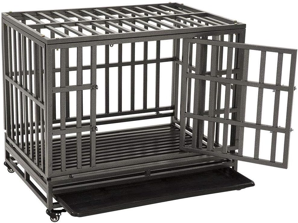 38 Heavy Duty Steel Dog Crate with Two Lock and Four Wheels V680065