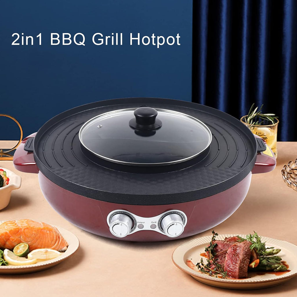 2 in 1 Electric Grill and Hot Pot with Nonstick Coating H217332