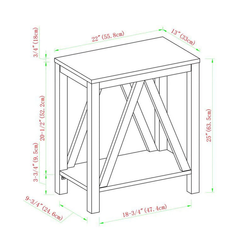 Rustic Oak Narrow End Table Set of 2 C39881