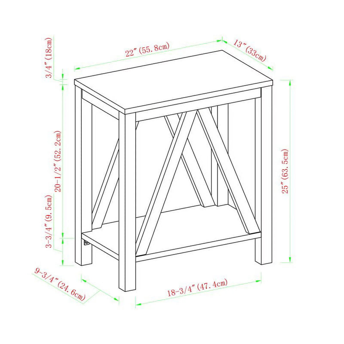 Rustic Oak Narrow End Table Set of 2 C39881