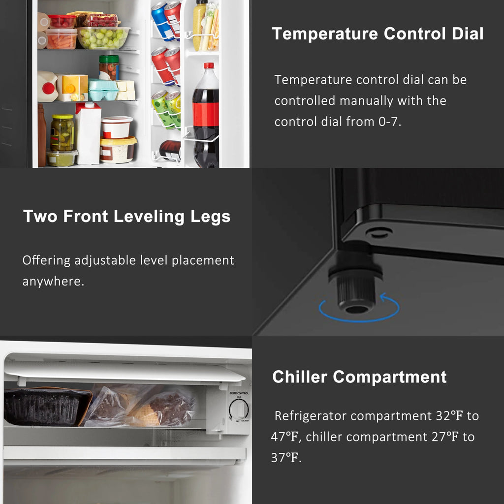 3.3 Cu ft Single Door Mini Fridge, Black H526076
