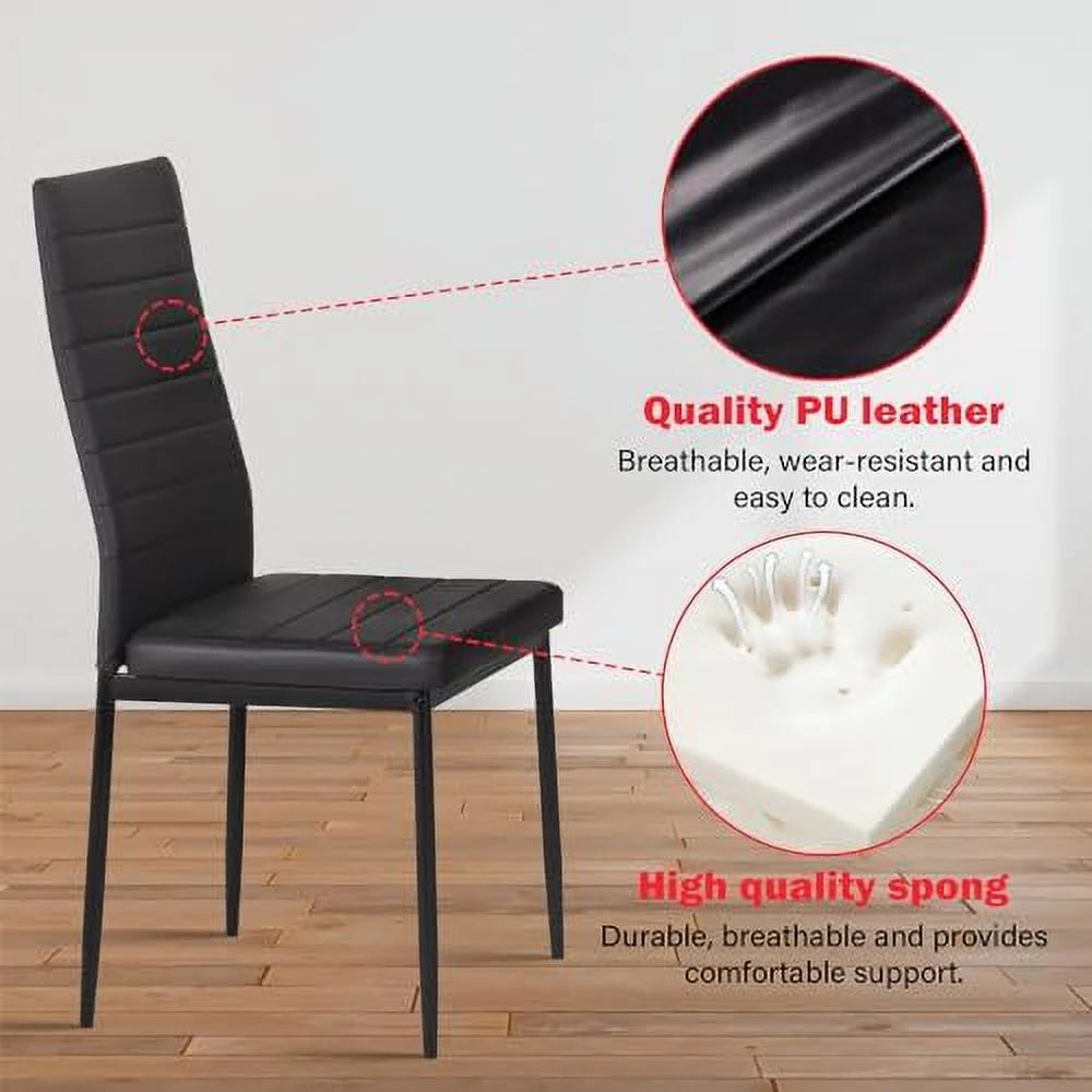 Dining Table and Chairs Set Marble Table top with 4 Chairs PU Leather P305563