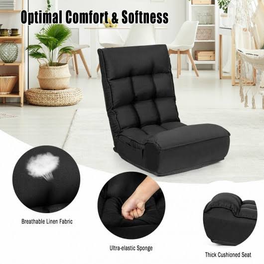 Black Adjustable Folding Floor Chair Sofa F5174